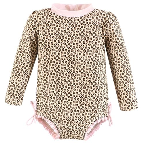 Hudson Baby Baby Girl's Rashguard Swimsuit, Leopard Toddler, 8 Years - Image 1