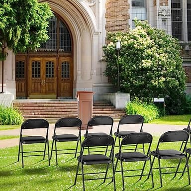 VINGLI 4 Pack Folding Chairs with Padded Seats, Metal Frame with Pu Leather Seat & Back, Capacity 350 lbs, Set of 4, Black - Image 10