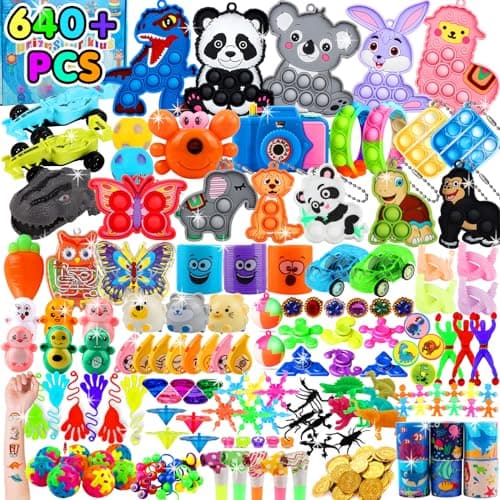 Kiss Monkey 640 PCS Prize Treasure Box Toys for Classroom, Party Favors for Kids, Fidget Toys Bulk, Goodie Bags Stuffers for Kids, Birthday Gifts, Pinata Stuffers, Carnival Prizes - Image 1