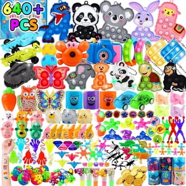 Kiss Monkey 640 PCS Prize Treasure Box Toys for Classroom, Party Favors for Kids, Fidget Toys Bulk, Goodie Bags Stuffers for Kids, Birthday Gifts, Pinata Stuffers, Carnival Prizes - Image 1