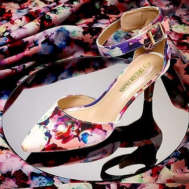 DREAM PAIRS Kitten Heel Low Heel for Women Closed Pointed Toe Pumps Wedding Party Sexy Dress Shoes Lowpointed,Size 8.5,Floral,LOWPOINTED - Image 4
