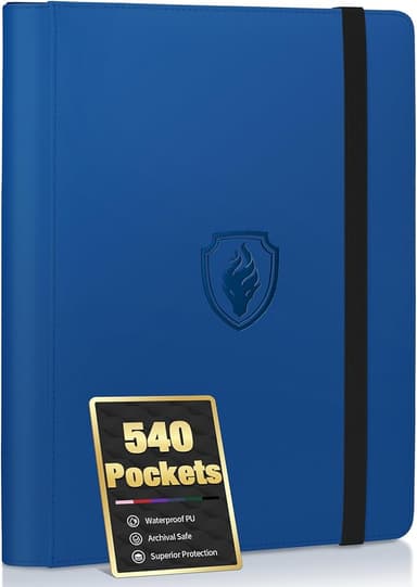 Premium 9 Pocket PU Card Binder, Sturdy Album for 540 Cards & Trading Games, Sleek Folders for YuGiOh, MTG, TCG, Sports, Royal Blue - Image 1