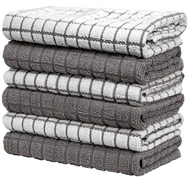 Bumble Kitchen Towels | 100% Cotton Dish Towels with Hanging Loop | 16"x 28" | 380GSM | Absorbent Kitchen Towel Set | 6 Pack, Gray - Image 4