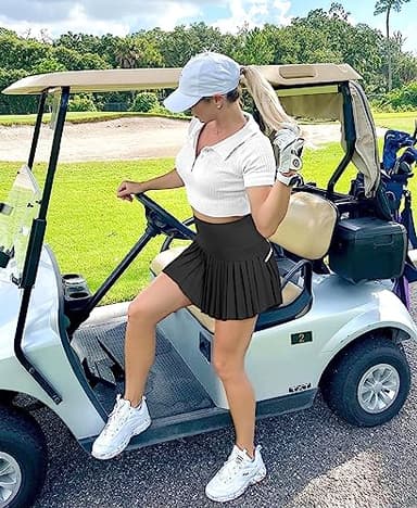 JoyGirl Pleated Tennis Skirt for Women with Shorts High Waisted Golf Skort Mini Skirt Workout Athletic Skorts Skirts with Pockets (Black,Small) - Image 5