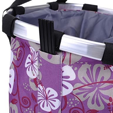 Pet Dog Bike Basket & Carrier Bag- Foldable Detachable Pet Travel Bicycle Basket - Small Animal Dog Cat Rabbit Bike Ride Basket Carrier (Purple) - Image 6