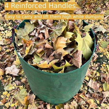 Leaf Collector & Leaf Bag 2-Pack | 106 Gallon Reusable Standable Yard Waste Bags | Portable Durable Garden Clippings Container with 4 Handles for Lawn Care, Camping & Recycling - Image 3