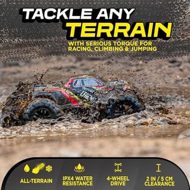 LAEGENDARY Remote Control Car, Hobby Grade RC Car 1:10 Scale Brushed Motor with Two Batteries, 4x4 Off-Road Waterproof RC Truck, Fast RC Cars for Adults, RC Cars, Remote Control Truck - Image 6