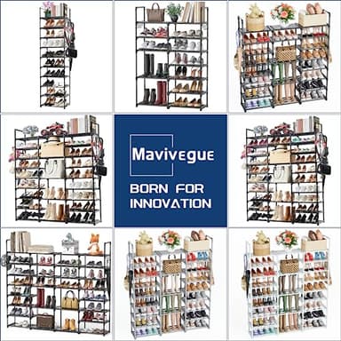 Mavivegue 9-Tier Metal Shoe Rack - Holds 50-55 Pairs, Tall Storage Shelf for Shoes, Boots, Entryway, Closet, Garage - Image 9