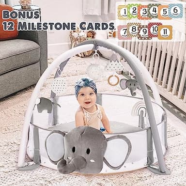 5-in-1 XL Large Baby Gym & Ball Pit, Play Mat & Play Gym, Combination Baby Activity Gym with Milestone Cards for Sensory Exploration and Motor Skill Development, Balls are not Included - Image 2