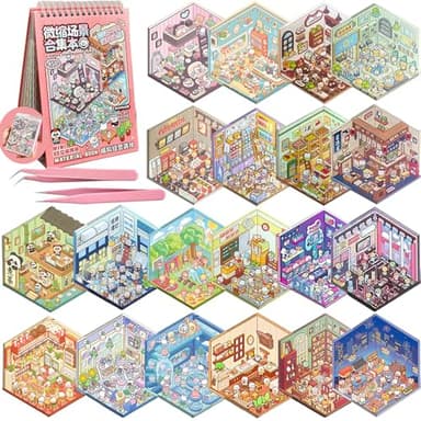 3D Sticker Scene Book for Adults & Kids, 20 DIY House Stickers Therapy - Make Your Own House Room Landscape Scenes Fun Gift Idea for Girls - Image 1