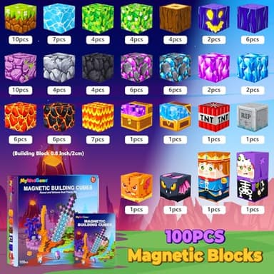MyWodGame Magnetic Blocks Building Toys for 3 4 5 6 7 8 9 10 11 12 13 Year Old Boys Girls, Kids Magnetic Cubes Tiles Montessori Sensory Travel Magnet Toys Games Christmas Birthday Party Toddler Gifts - Image 4