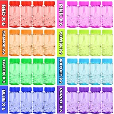 48 Pack Bubble Bottle with Wand Attached to the Cap (8 Colors), Bubbles Bulk Set for Kids Party Favors, Blower Bubbles Refill Toy for Toddler Summer Outside, Birthday Gift, Goody Bag Stuffers Supplies - Image 5