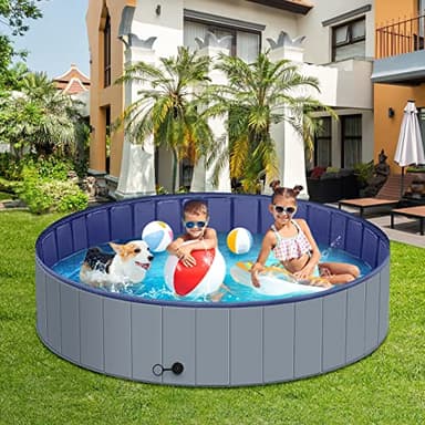 Dog Pool for Large Dogs, Kiddie Pool Hard Plastic, Dog Bathtub Portable, Foldable Pool for Dogs Slip-Resistant (Dark Gray, M - 40'' x 12'') - Image 6
