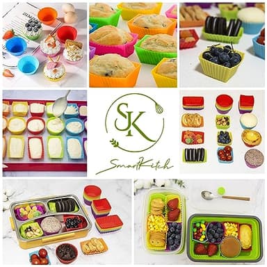 SmartKitch Silicone Cupcake Liners & Muffin Cups - 36pcs Non-Stick Silicone Lunch Box Dividers & Bento Box Accessories - Image 4