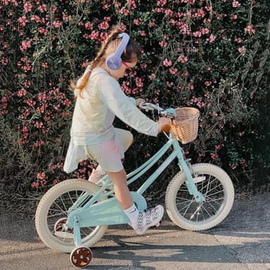 JOYSTAR 18 inch Girls Bike Ages 5-8 Years Old Kids (43"-59" Tall), Kids Bike with Training Wheels & Basket, Kids' Bicycle Mint Green - Image 4