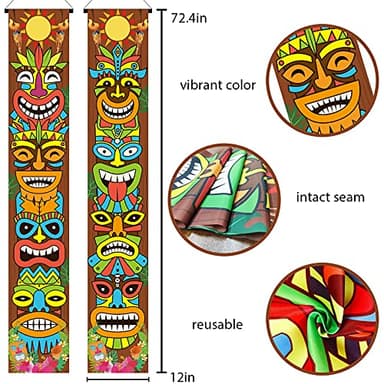 Hawaiian Luau Party Decoration Supplies, Tiki Totem Door Banner Sign for Aloha Hawaii Luau Tropical Moana Birthday Party Decorations, Tiki Decorations Outdoor - Image 4
