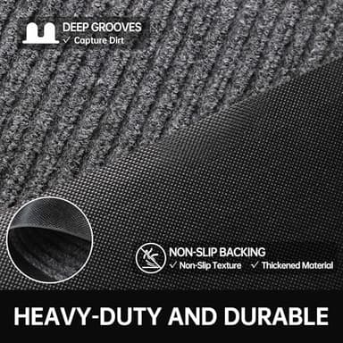 Naturei Front Door Mat, 3' x 6' Heavy Duty Indoor Outdoor Door Mat for Entryway, Commercial Door Mats Entrance, Low Profile Welcome Mats Non-Slip, Durable Rubber Backing Entry Mat for Patio, Home - Image 4