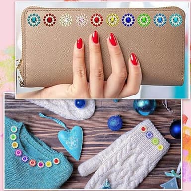 Mixed Colors 12mm 150pcs Sew on Rhinestones for Crafts, Crystals Glass Jewels Gems with Metal Base Sewing Flower Claw, Sunflower Shape Flatback Rhinestone for Crafting, Clothes Shoes Hats Accessories - Image 6