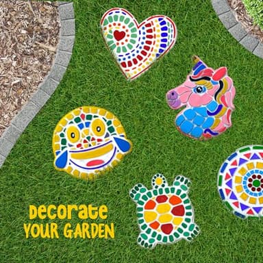 Dan&Darci Stepping Stones Painting Kit for Kids - Outdoor Crafts - Paint 5 Garden Stone - Unicorn Craft Kits for Boys, Girls Ages 6-12 - Gifts for Boy, Girl Age 6, 7, 8, 9, 10 + Year Old - Summer Gift - Image 2