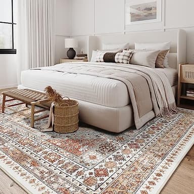 zesthome 9x12 Area Rugs,Stain Resistant Washable Rug,Ultra-Thin Rugs for Living Room,Bedroom,Non-Slip Backing Home Decor Large Area Rug (Orange,9'x12') - Image 7