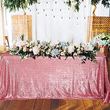 PartyDelight Sequin Tablecloth Fuchsia Pink 60"x126" Rectangle Shimmer Table Cloths Sparkle Glitter Decorations - Image 7