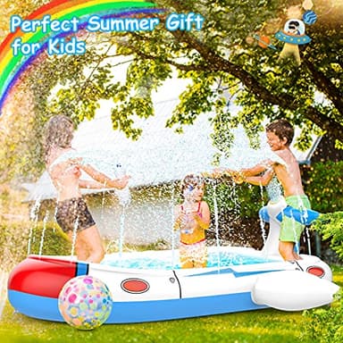 Kiddie Pool for Toddlers, Splash Pad for Kids Ages 4-8, 68" Inflatable 3-in-1 Swimming Pool for Kids, Backyard and Outside Sprinkler Play Mat Wading Pool for 3 4 5 6 Year Old - Image 5