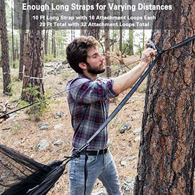 Sunyear Hammock Camping with Net/Netting, Portable Camping Hammock Double Tree Hammock Outdoor Indoor Backpacking Travel & Survival, 2 Tree Straps (16+1 Loops Each, 20Ft Total) - Image 4
