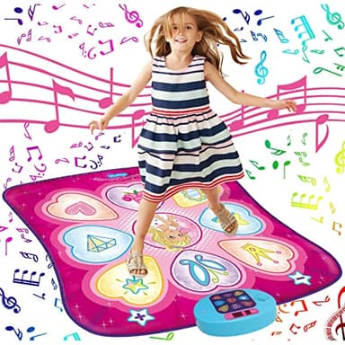 SUNLIN Dance Mixer Rhythm Step Play Mat - Dance Game Toy Pad with LED Lights, Gift for Kids Girls Boys, Adjustable Volume, Built-in Music, 3 Challenge Levels (3-12 Years Old), Pink - Image 1