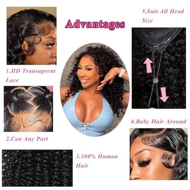 BVH 26 Inch Deep Wave Lace Front Wigs Human Hair 13x6 Hd Transparent Deep Curl Lace Front Wigs - Image 4