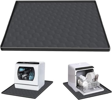 Dishwasher Drain Pan Mat,24''x24'' Dishwasher Drip Tray with Raised Edge,Non-Slip Silicone Dishwashers Drain Pan Floor Mat,Anti-Leakage Dish Washer Tray for Mini Dish Washers - Image 1