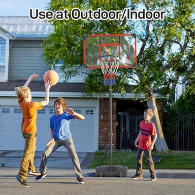 Yohood Kids Basketball Hoop Outdoor 4.82-8.53ft Adjustable, Portable Basketball Hoops & Goals for Kids/Teenagers/Youth in Backyard/Driveway/Indoor, with Enlarged Base and PC Backboard - Image 8