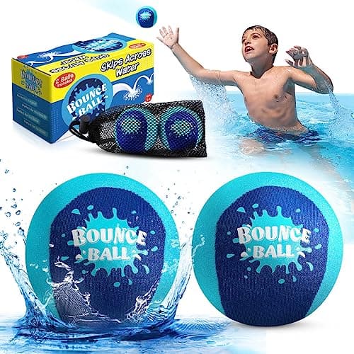 Bambilo Water Skipping Ball | 2-Pack Bounce Balls | Water Bouncing Beach Balls & Grip Ball | Pool Toys for Kids Age 5-8-12 | Great Summer Water Toy for Beach Swimming Pool River Lake - Image 1