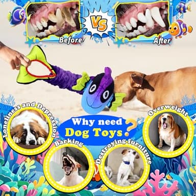 Squeaky Dog Toys for Aggressive Chewers -Suitable for Large Breeds-Chew Toys for Puppy Teething-Dog Toys to Keep Them Busy -Crinkle&Tug of War Play Indoor - Image 6