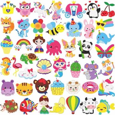 Labeol Diamond Art Kits for Kids Boys and Girls Ages 6-8-10-12 Easy to DIY Creative Diamond Art Sticker Craft by Numbers Kits for Kids and Adult Beginners (Colorful) - Image 1