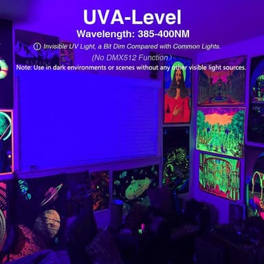 Onforu 2 Pack 38W LED Black Lights, Blacklight Flood Light with Plug, IP66 Waterproof, for Halloween Party, Glow in The Dark, Stage Lighting, Aquarium, Body Paint, Fluorescent Poster, Neon Glow,Black - Image 5