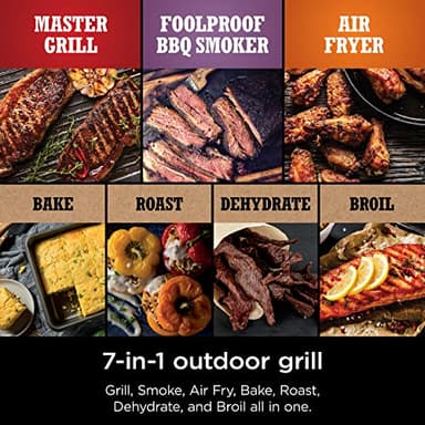 Ninja OG751 Woodfire Pro Outdoor Grill Built-In Thermometer,7-in-1 Master Grill,BBQ Smoker,& Outdoor Air Fryer Plus Bake,Roast,Dehydrate & Broil,Woodfire Technology,Weather-Resistant,Grey XL - Image 6