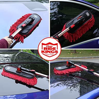 RIDE KINGS Car Duster Exterior Scratch Free, Extendable Handle, Detail Brush Kit for Vehicles, Wax Cotton Fabric, Waterless Wash Treatments，Car Care Equipment，Gifts for Men Women - Image 6