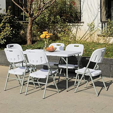 Lakhow 122CZ Folding Table 4-Foot Portable Small Table Semi Practical Table Small Indoor and Outdoor Adjustable Height with Handle Folding Table, Camping and Gathering - Image 7