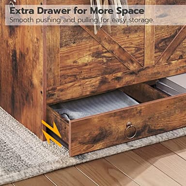 HOOBRO Storage Chest, 29.5" Toy Chest with Drawer, Wooden Storage Bench, Sturdy Entryway Bench Supports 220 lb, Shoe Bench, Safety Hinge, U-Shaped Opening, Easy Assembly, Rustic Brown FG71CW01G1 - Image 6