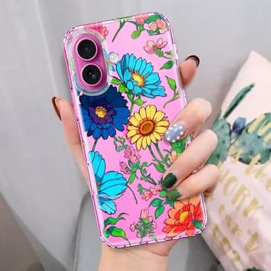 Coolwee for iPhone 16 Case for Women, with Screen Protector, Cute for Girls, 10ft Military Grade Protective Cover Slim Soft TPU Bumper for iPhone 16 Phone Case Clear Sunflower Floral - Image 9