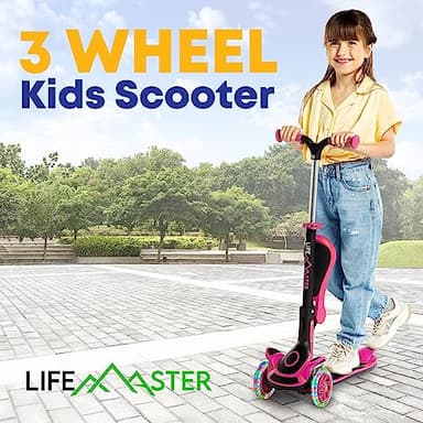 3 Wheel Scooter for Kids with Foldable Seat, Adjustable Handlebar Height, Lean-to-Steer Ride On Toy for Kids Ages 2+, Light-Up LED Wheels, Wide Anti Slip Deck, Indoor & Outdoor Use, Pink - Image 7