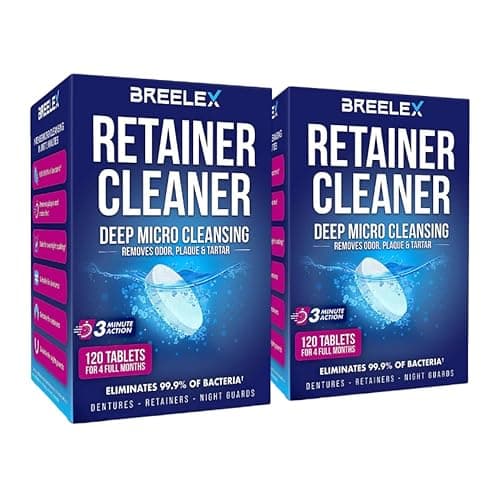 Breelex Retainer Cleaner Tablets - 2 Pack, 240 Tablets - Denture Cleaning & Night Guard Cleaner - Mouthguard & Dental Appliance Cleaning - Image 1