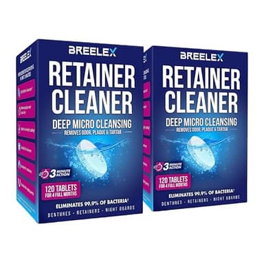 Breelex Retainer Cleaner Tablets - 2 Pack, 240 Tablets - Denture Cleaning & Night Guard Cleaner - Mouthguard & Dental Appliance Cleaning - Image 1