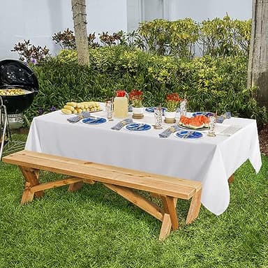 sancua 6 Pack White Tablecloth 60 x 84 Inch, Rectangle Table Cloth for 4ft Tables - Stain and Wrinkle Resistant Washable Polyester Table Cover for Dining Wedding Banquet Party Buffet Restaurant - Image 8