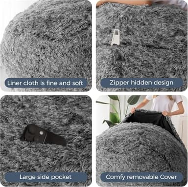 MAXYOYO Giant Bean Bag Chair Bed for Adults, Convertible Beanbag Folds from Lazy Chair to Floor Mattress Bed, Large Floor Sofa Couch, High-Density Foam Filling, Machine Washable - Image 6