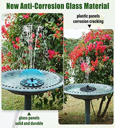 GAIZERL Solar Fountain Bird Bath Fountains Upgraded 100% Glass Panel, Solar Powered Water Fountain Pump with 8 Nozzle & 4 Fixer for Garden, Pond, Pool, Patio, Outdoor - No Battery Needed - Image 4