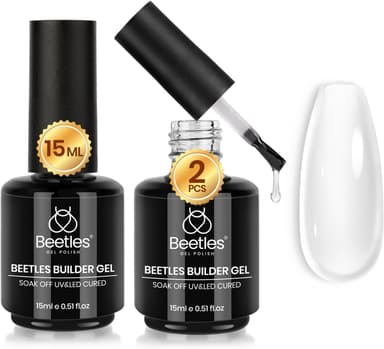beetles 7 in 1 Clear Builder Gel Nail Set, 15ml Building Gel for Nail Apex and Extension in Strengthener Hard Gel Bottle, Led Lamp Gel Rhinestone - Image 2