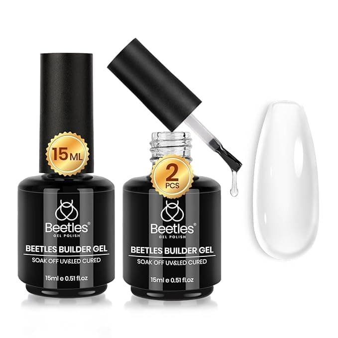 beetles 7 in 1 Clear Builder Gel Nail Set, 15ml Building Gel for Nail Apex and Extension in Strengthener Hard Gel Bottle, Led Lamp Gel Rhinestone - Image 1