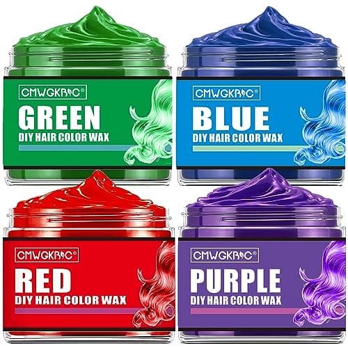 4 Colors Temporary Hair Color for Kids,Gifts for Teens,Girls,Boys,Gifts for Kids,Temporary Hair Dye,Hair Color Spray Green Red Blue Purple Hair Dye Hair Wax Color,Instant Color Wax Halloween Party - Image 1