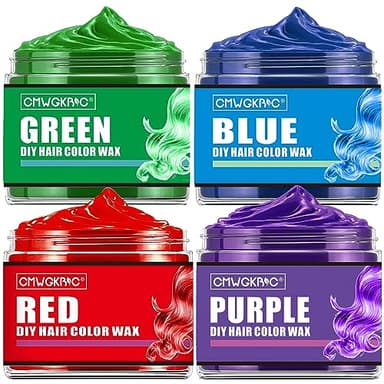 4 Colors Temporary Hair Color for Kids,Gifts for Teens,Girls,Boys,Gifts for Kids,Temporary Hair Dye,Hair Color Spray Green Red Blue Purple Hair Dye Hair Wax Color,Instant Color Wax Halloween Party - Image 1